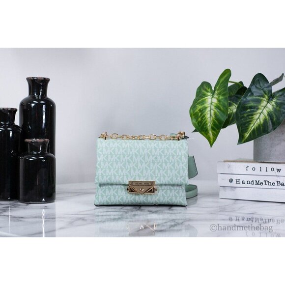 NEW Michael Kors Cece Small Green Signature PVC Convertible Flap Crossbody Bag